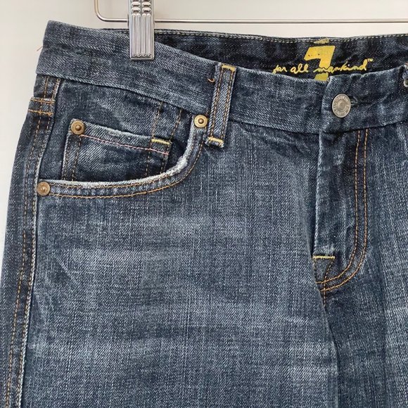 7 For All Mankind Womens 30 A Pocket Bootcut Flare Denim Jeans Low Rise USA Made - Picture 8 of 16